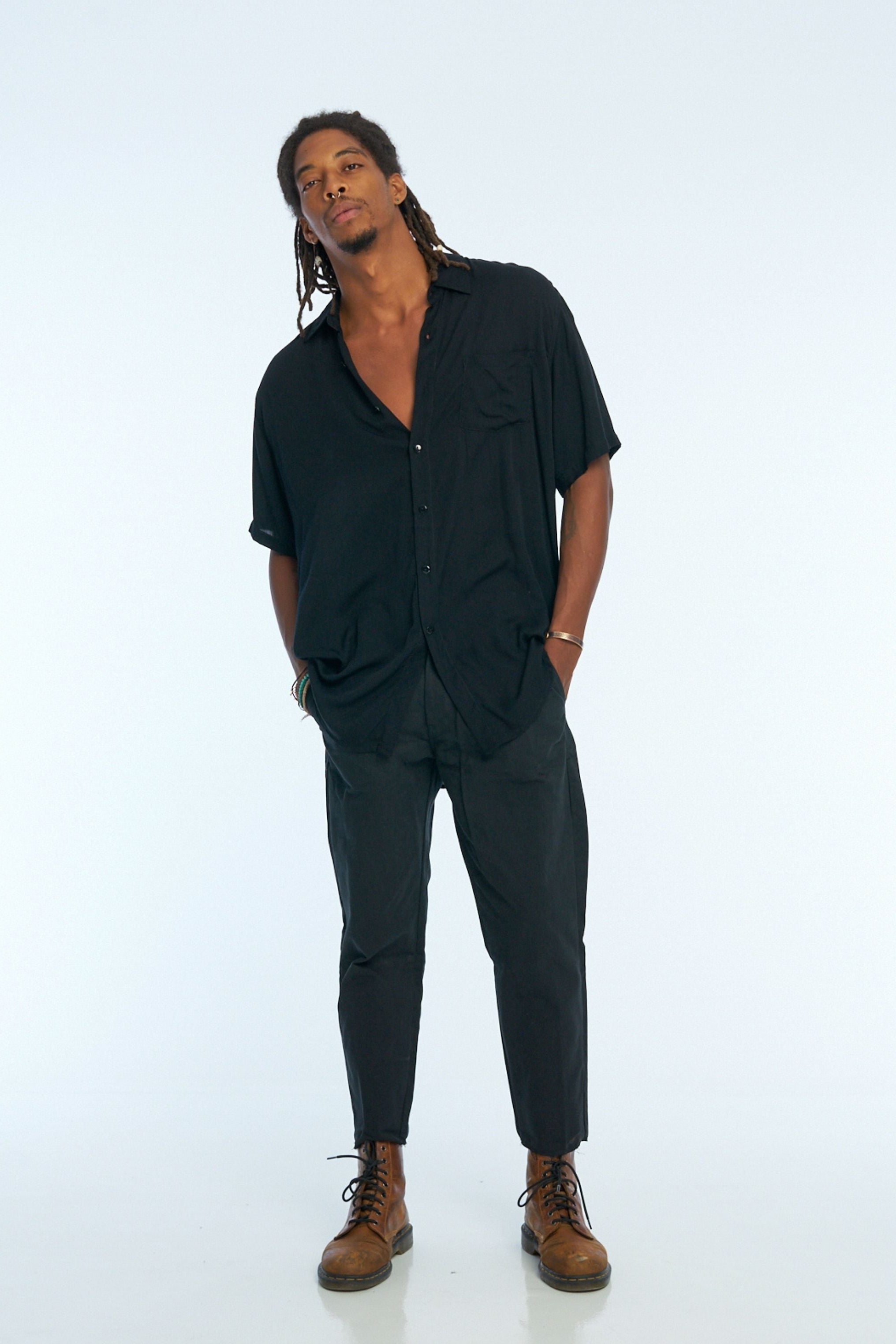 VERONA SHORT SLEEVE SHIRT | BAMBOO | BLACK